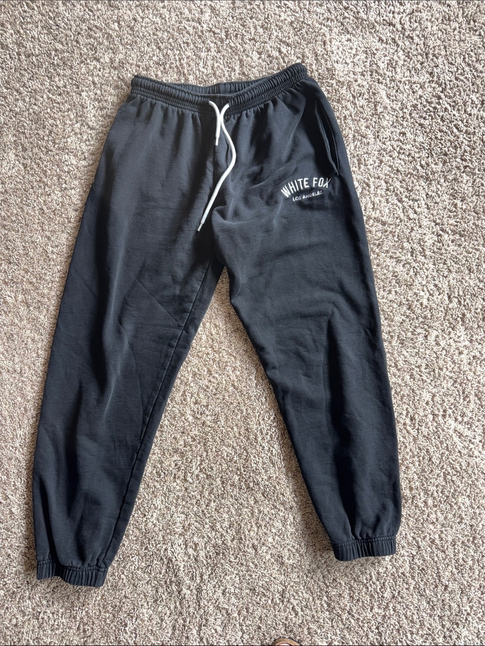 White Fox black with white embroidered logo sweatpants size small